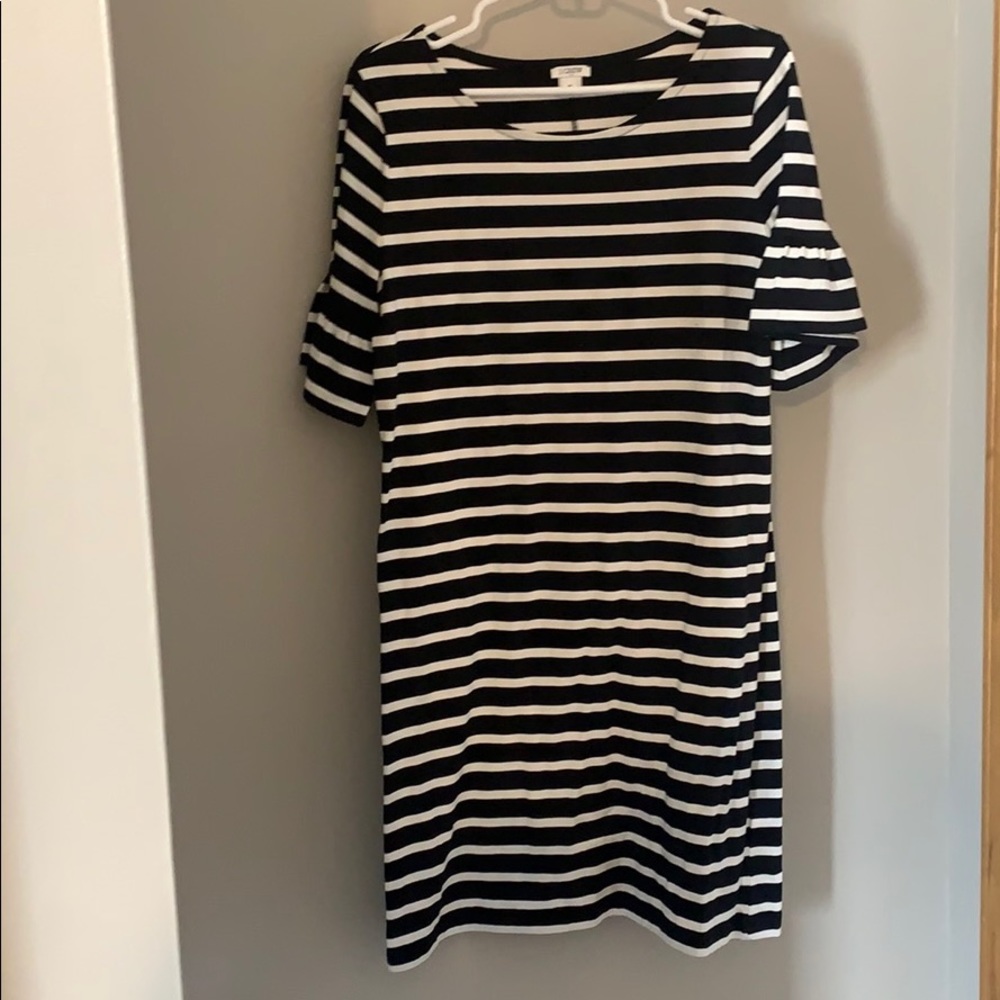 Black and white striped dress